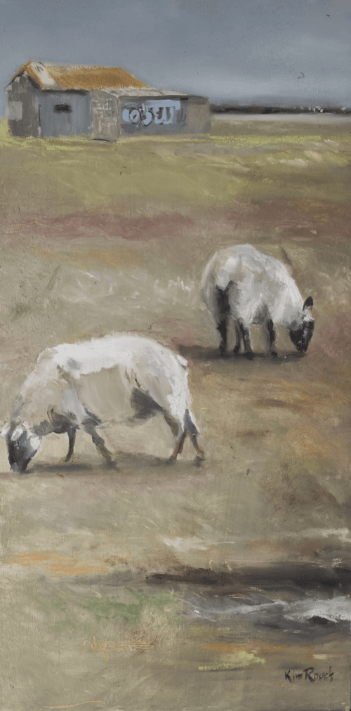 Moutons 1 - Huile sur bois - 40x80