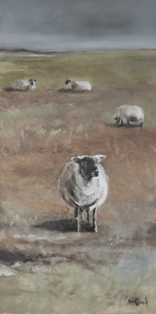 Moutons 2 - Huile sur bois - 40x80